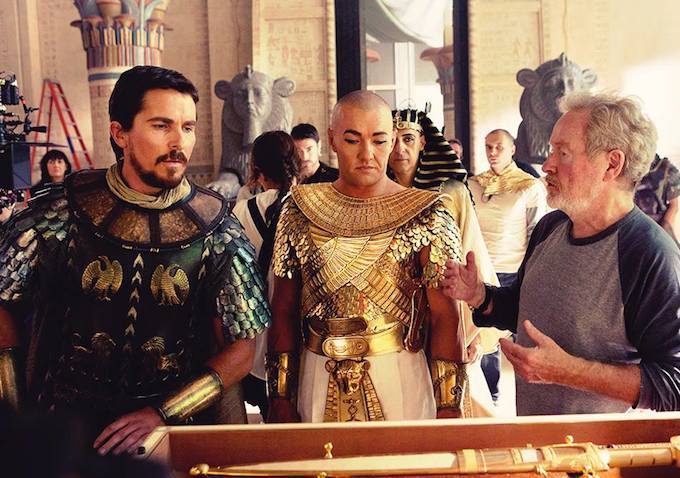 Ridley Scott directing Christian Bale and Joel Edgerton in 'Exodus: Gods and Kings'
